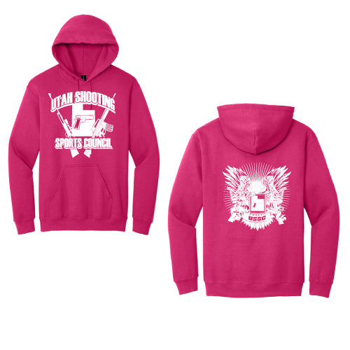 USSC Hoodie Sweat Shirt  8oz Full Front back Safety pink
