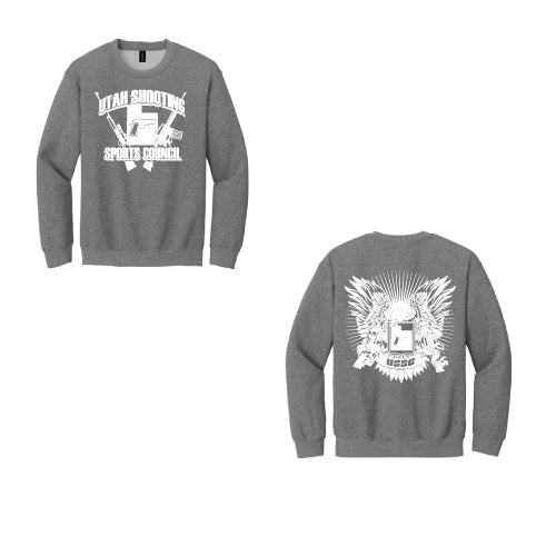USSC Crew Sweat Shirt  8oz Full Front Back gray heatherd