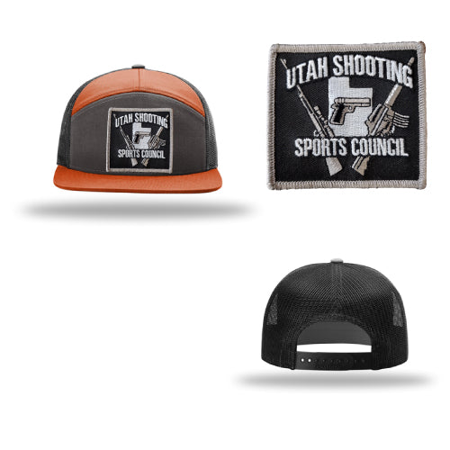 USSC Structured Cap 7 Panel Trucker 168P Charcole B Orange Black